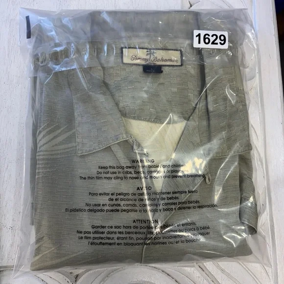 Tommy Bahama L 100% Silk Green Palm Tree Button Down Shirt Short Sleeve - Picture 5 of 6